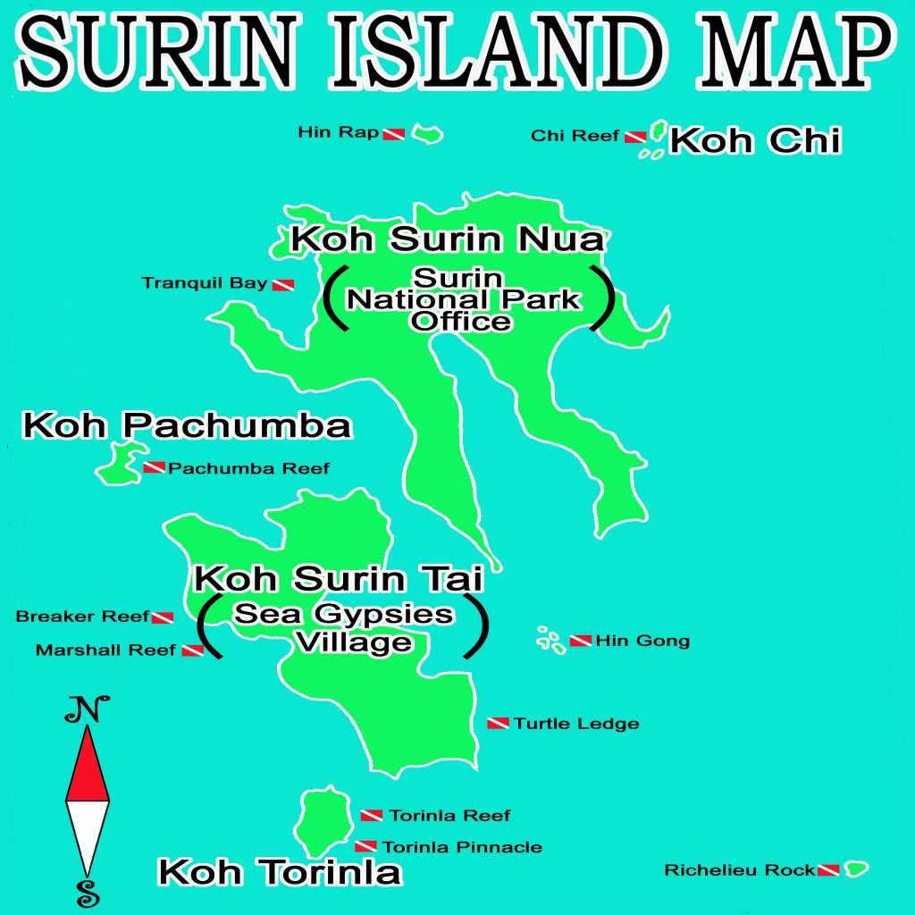 Surin national park map-dive cruise phuket