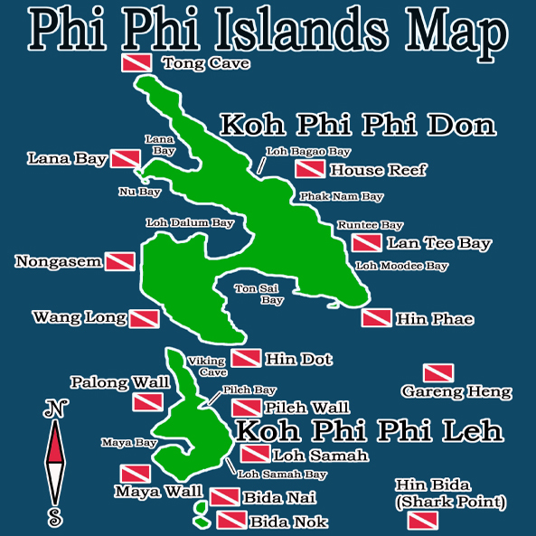 PHIPHI ISLANDS DIVE SITE MAP